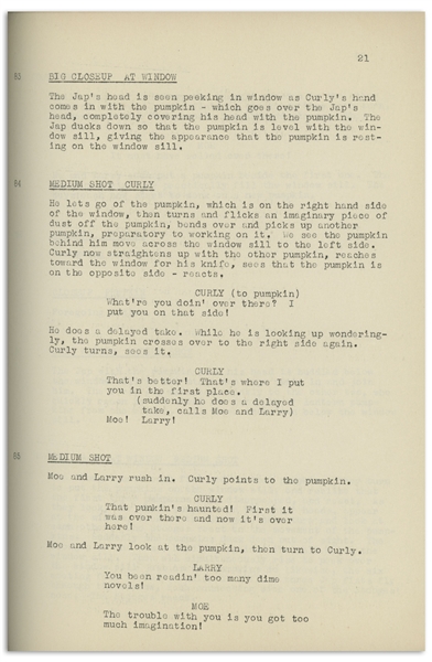 Moe Howard's Personally Owned Three Stooges' Columbia Pictures Script for Their 1944 Film, ''The Yoke's on Me''